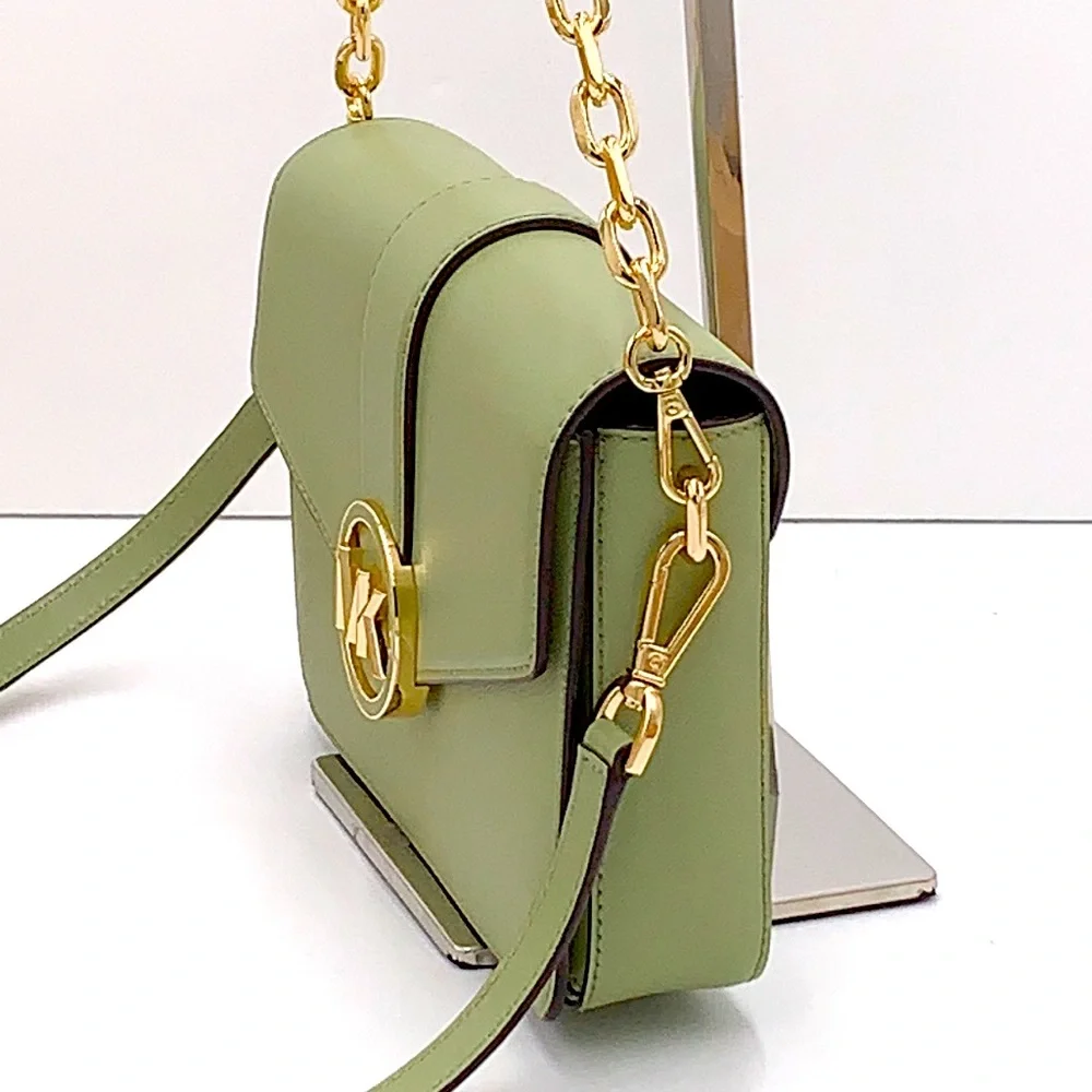 MICHAEL KORS CARMEN MEDIUM CONVERTIBLE SHOULDER BAG LIGHT SAGE COLOR - Picture 7 of 16